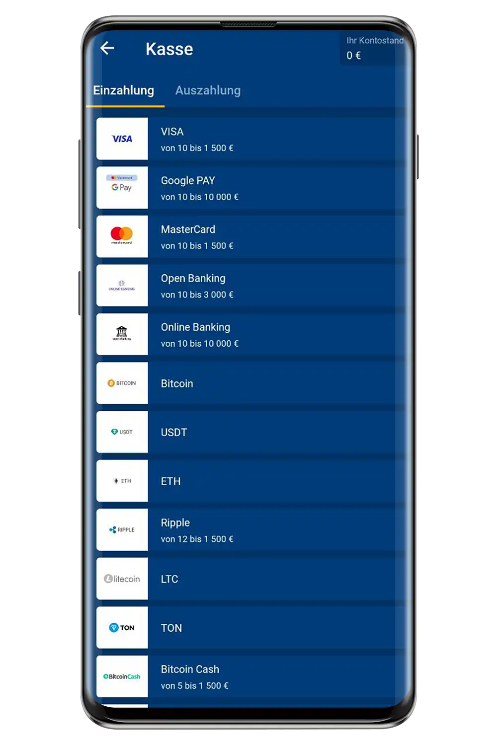 Mostbet-Buchmacherschnittstelle auf einem mobilen Gerät